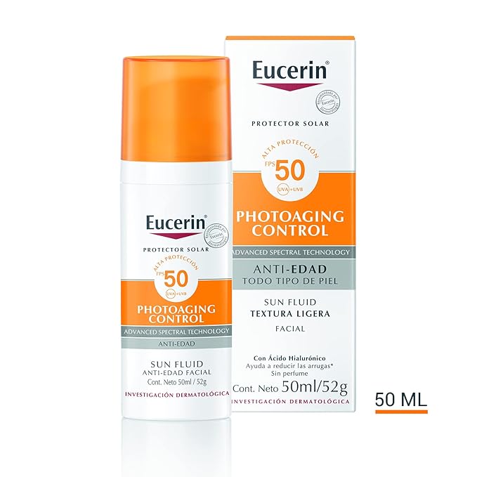 Eucerin Protector solar facial anti edad con ácido hialurónico FPS 50+, Sun, 50 ml