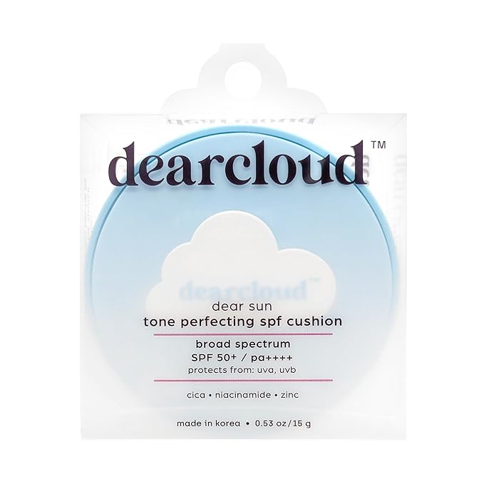 dearcloud Dear Sun Perfecting SPF Cushion – Color Adapting Sunscreen, Korean Sunscreen SPF 50+ (.53 oz)