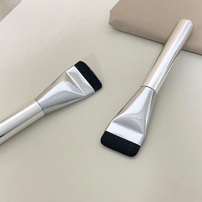 2pcs ultra thin blade foundation make-up makeup brushes thick square flawless foundation make-up makeup brushes, advanced Korean mixed face cream makeup brushes (metal, purple, white)