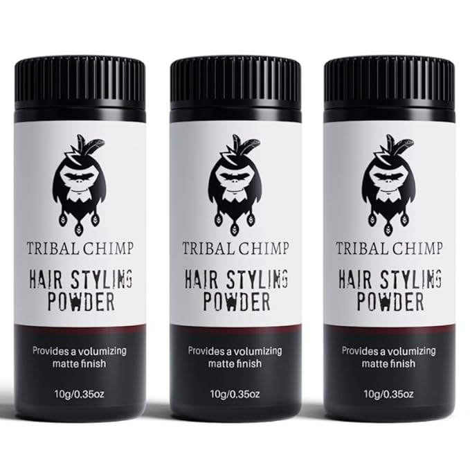 Tribal Chimp Hair Styling Powder, All-day Invisible Hold Hair Volumizer and Texture Powder for Men and Women, Styling Powder with Matte Finish - 3-Piece Set, 10g