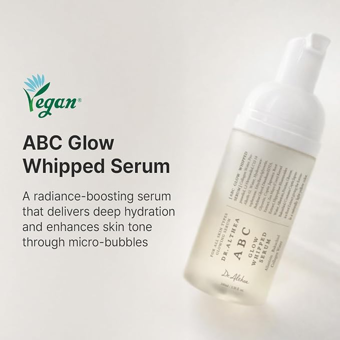 Dr.Althea ABC Glow Whipped Serum | Bubble Toner with Collagen & Vitamin Tea Wtater | Radiance-Boosting Toner for Instant Hydration & Makeup-Ready Finish | Vegan Korean Skincare, 3.38 Fl Oz