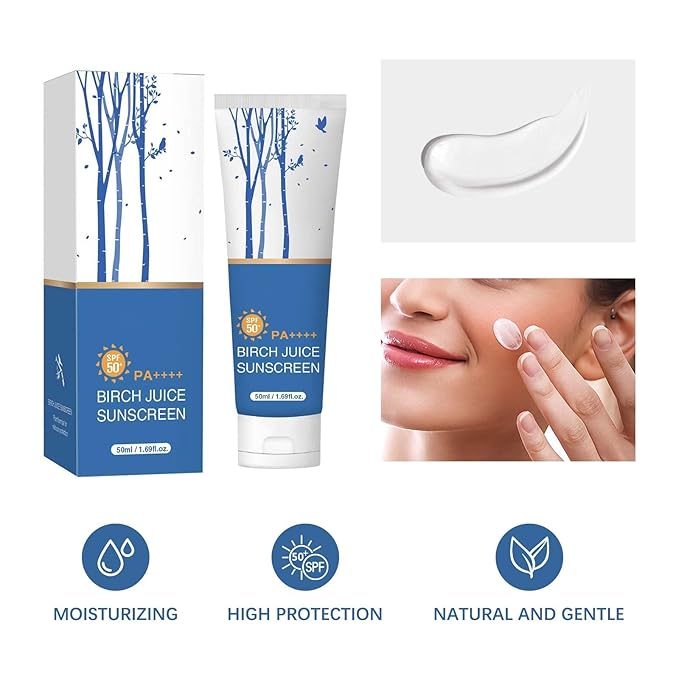 Birch Juice Moisturizing Sunscreen, UV LOCK SPF50 Broad Spectrum, Moist Essence Sunscreen for Face Korean Skincare, No White Cast, 1.69 Fl Oz (2)