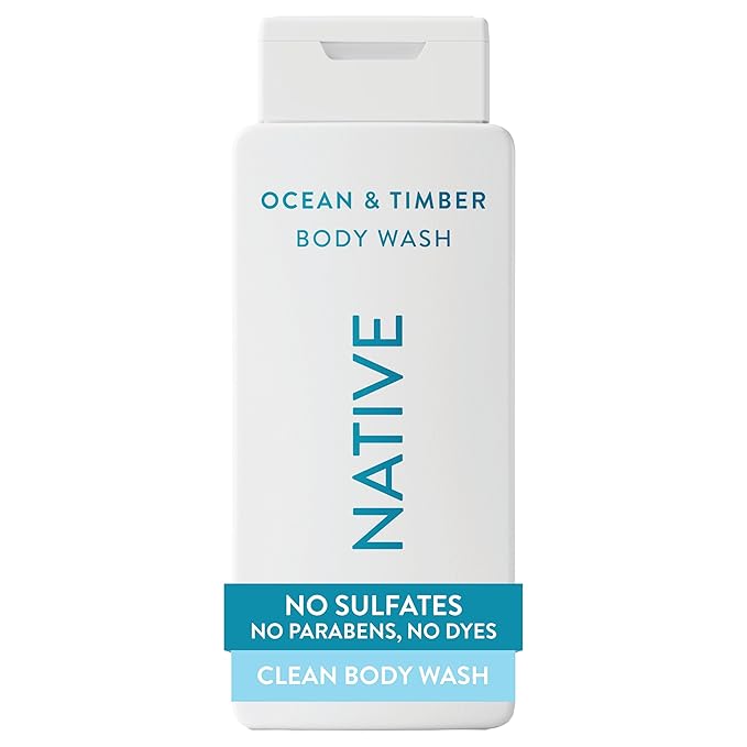 Native Body Wash Contains Naturally Derived Ingredients | For Women & Men, Sulfate, Paraben, & Dye Free Leaving Skin Soft and Hydrated | Ocean & Timber 18 oz