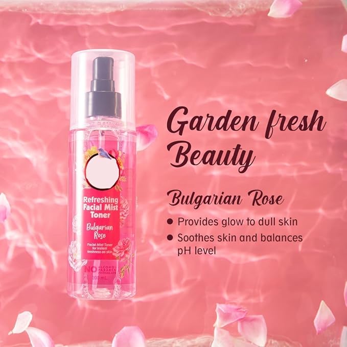 RG Bulgarian Rose Refreshing Facial Mist Toner - Instant Freshness, Shrinks Pores | Normal to Oily Skin | 200ml | Alcohol-Free, Paraben-Free