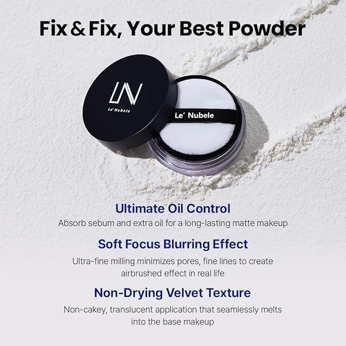 Le Nubele Azulene Face Cover Fixing Powder Translucent Loose Setting Powder, Blurring Powder, Poreless Face Primer, Blurring Primer, Mini Makeup 3g / 0.10 oz