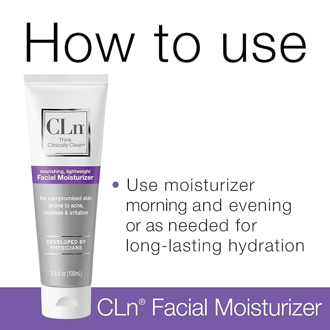 CLn® Facial Moisturizer - Soothes & Calms Skin, Helps Reduce Appearance of Redness, Locks in Moisture without Clogging Pores, Dermatologist & Clinically Tested, 3.4 oz. (Pack of 2)