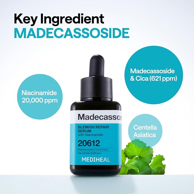 Mediheal Madecassoside Pad & Serum Skin Care Duo Set for Skin Soothing & Blemish Care – Madecassoside Toner Pads (100 Count)+ Madecassoside Repair Serum (1.35 fl.oz)