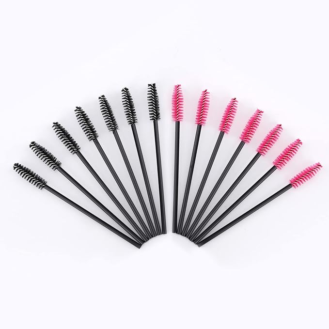 1000 Pcs Disposable Eyelash Brushes Mascara Wands Applicator Makeup Spoolies Brush Kits (Black,Pink)