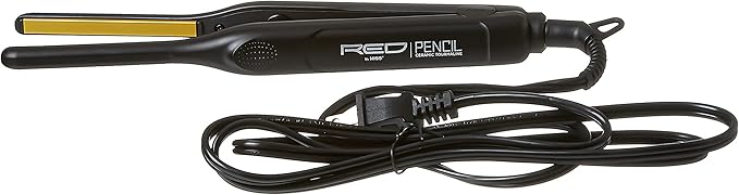 Kiss Red by Pencil Flat Iron Hair Straightener, 0.3 Inch, Ceramic