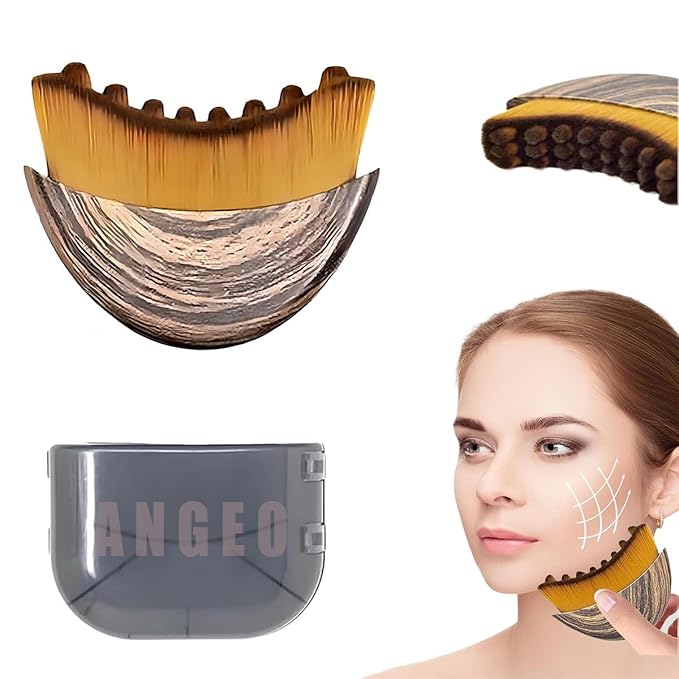 ANGEO Lymphatic Contour Face Brush (2 piece) Soft Bristle Lymphatic Drainage Massager, Facial Sculpting Tool for Chin & Jawline, Gentle Lymphatic Face Brush for Daily Skincare & Spa Treatments