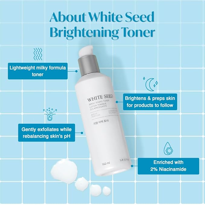 The Face Shop White Seed Brightening Toner with Lupin Seed, Daisy, Niacinamide, Moisturizing & Brightening