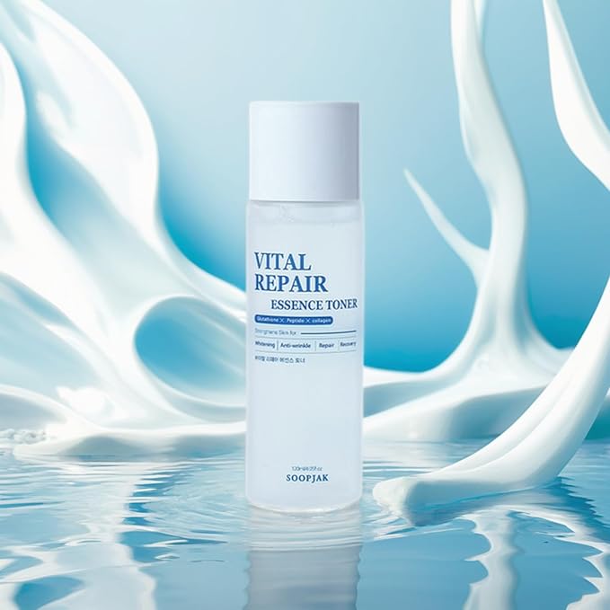 Vital Repair Essence Toner(4.05fl.oz.) – Hydrating & Brightening Skincare with Peptides, Collagen, Niacinamide & Antioxidant Extracts