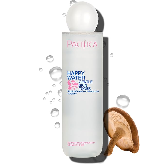 Pacifica Happy Water Hydrating Facial Toner – Vegan Ceramides, Hyaluronic Acid & Electrolytes, Refreshing & Calming for Balanced Skin, Clean Beauty, Vegan, Cruelty-Free, All Skin Types, 4 oz