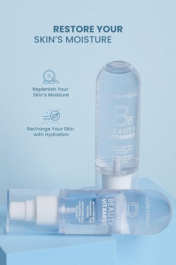 Bade Natural Vitamin Mist with ProVitamin B5 & Hyaluronic Acid – Deep Hydration Face Spray for Soft, Smooth & Supple Skin, Refreshing Facial Mist for Daily Moisture, 100 ml