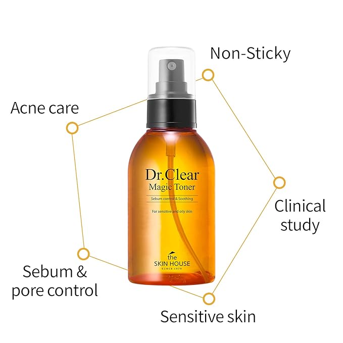 The Skin House Dr.Clear Magic Toner 130ml (4.4 fl.oz) Sebum Cntrol Soothing/Paraben Free, Cruelty Free, Korean Skin Care