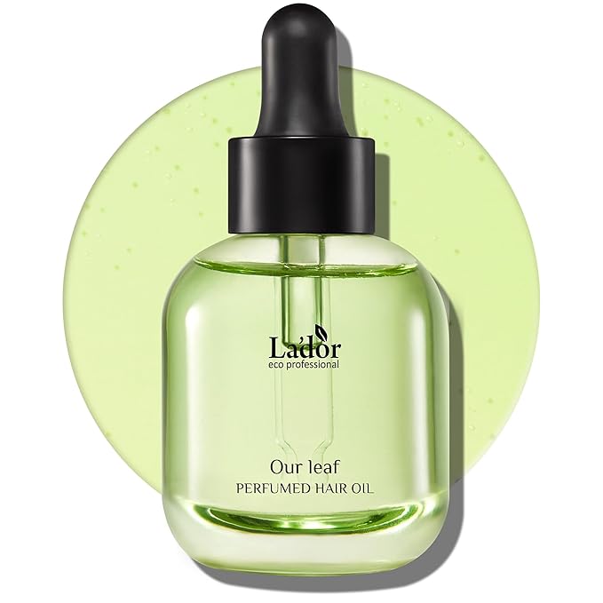LADOR Hair Perfume Oil for Damaged Permed Hair - Anti Frizz Nourishing Fragrance Glassy Shiny Oil Serum Leave-In Conditioner Hold Curls & Waves Bouncy Hair No Alcohol 1 Fl Oz 04 Our Leaf Korean