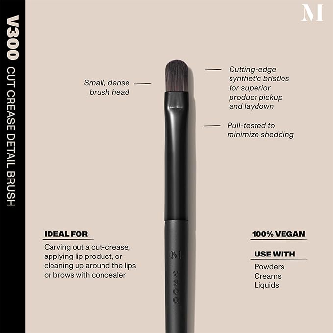 Morphe Vegan Bold Eyeshadow Brush Crease Duo - Vegan Makeup Brushes for Powder, Cream & Liquid Formulas - Cutting-Edge Synthetic Bristles - Includes V206 & V300 (2 Count)
