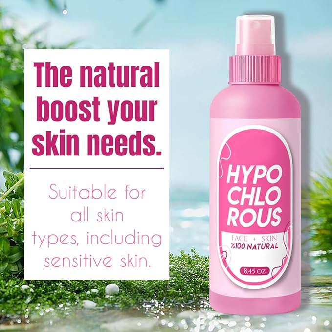 HOCl Hypochlorous Acid Spray Pure 250 ml / 8.4 oz – Natural Skin & Face Mist – Gentle Refreshing Formula for Cleansing, Soothing & Deodorizing – Alcohol-Free & pH Balanced
