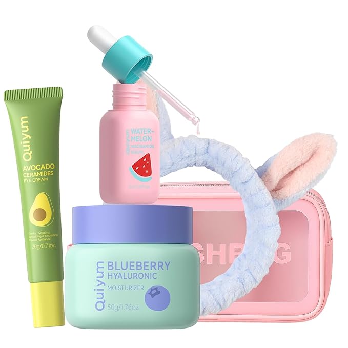 Fruit Skin Care Set, Beauty Gift Sets, Skincare Kit with Serum, Eye Cream, Moisturizer, Hydration, Moisturization, Radiance, Nourishment, Travel Kit for Women Wife Mother Teens Girls