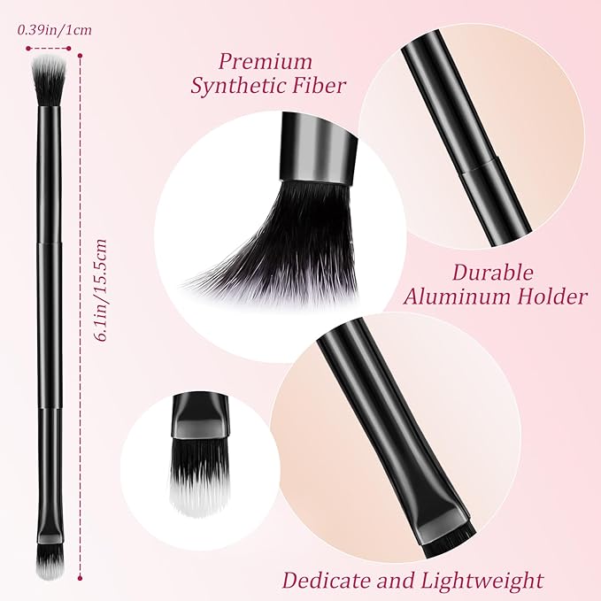 24 Pcs Eyeshadow Smudge Brush 2 in 1 Eyeshadow Double Ended Concealer Brush Under Eye Small Soft Firm Pointed Foundation Makeup Applicator for Blending Eye Shadow Liner(Black)