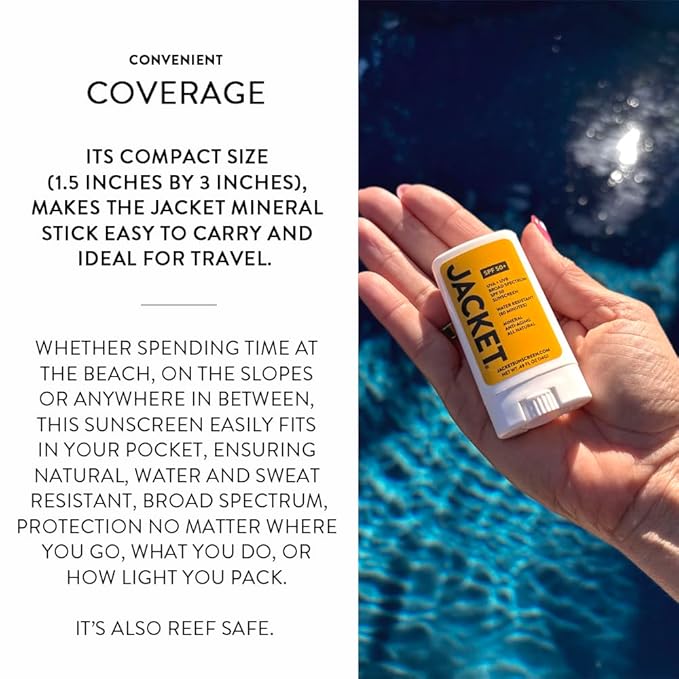 SPF 50+ Mineral Sunscreen Stick for Face & Body, Broad Spectrum UVA/UVB Protection, Water-Resistant Non-Comedogenic Sunblock, Vegan Zinc Oxide Formula with Moisturizing Oils, Travel-Friendly Solid SPF
