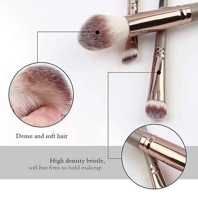 Makeup Brushes, 18 Pcs Professional Premium Synthetic Makeup Brush Set with Case, Foundation Kabuki Eye Travel Make up Brushes sets (Champagne Gold)