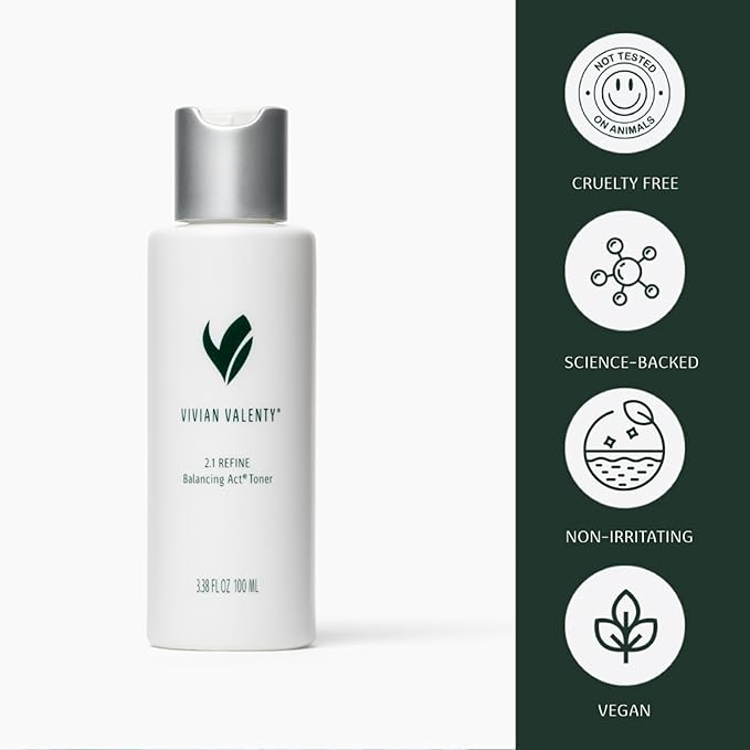 Skincare 2.1 Refine Balancing Act Exfoliating AHA BHA Facial Toner – Gentle Daily Refining Formula with Glycolic Acid for Smoother-Looking Skin