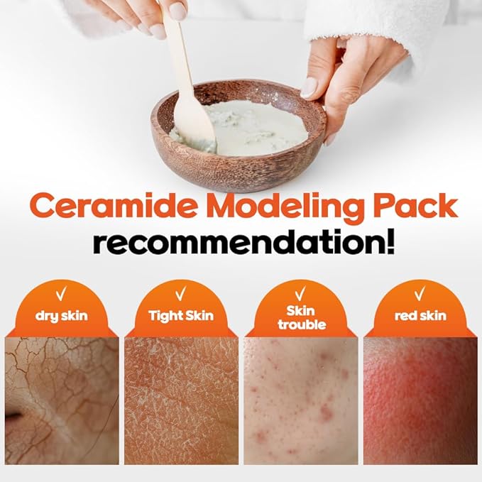 Modeling Mask with Ceramide for Face – NEEDS NATURE | Moisturizing & Barrier Repair Peel-Off Rubber Mask | Korean Skincare | Home Spa Treatment | 400g Powder Pack with Mixing Tools
