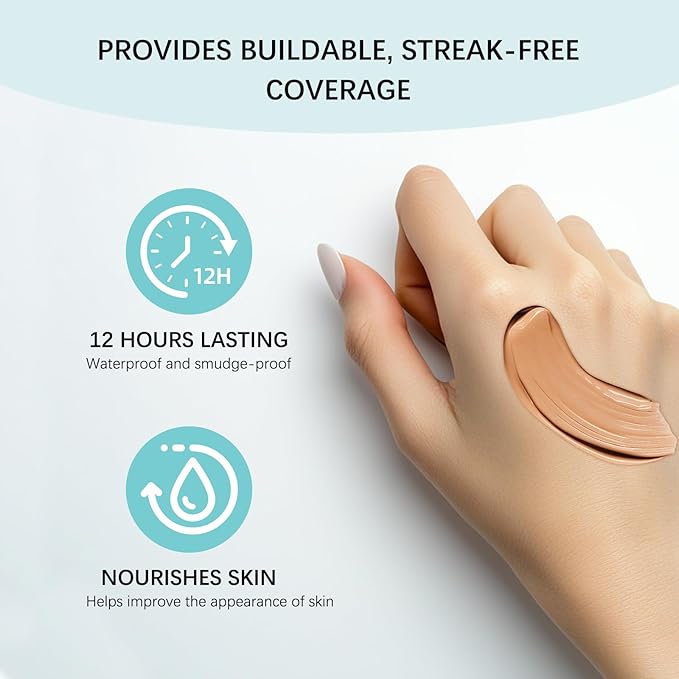 Skin Tint CC Cream Foundation with SPF 30,All-Over Complexion Perfector Shimmery Moisturizer,Concealer & Full Coverage Makeup,Waterproof & Transfer-Resistant,12H Wear for Flawless Complexion (Tan)