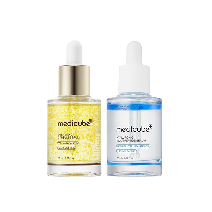 medicube Deep Vita C Natural Glow Serum Duo: Deep Vita C and Hyaluronic Multi Peptide PDRN Serum | Smooth Hydration Glow Care, Korean Skincare