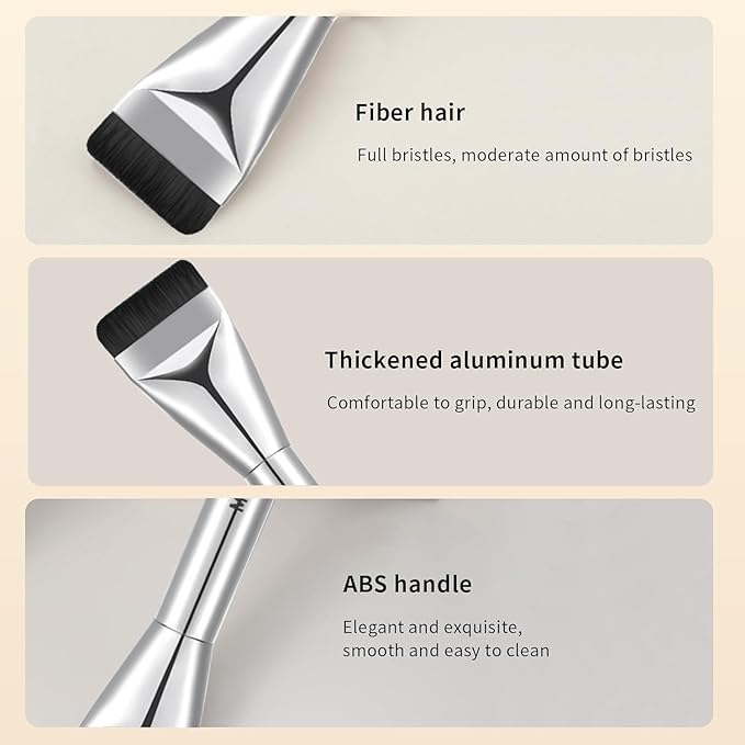 Flat Foundation Brush, Korean Makeup Brush Ultra Thin Spatula Brush Face Makeup Brushes for Liquid Foundation, Blending Cream, Sliver