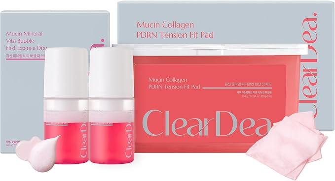 Pink Glow Essentials Duo – Tension Fit Cooling Pads & Bubble First Essence Duo (2 Count) | Hydrating & Glow Skincare Set