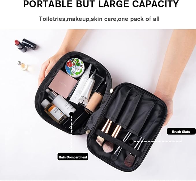 FITINI 3 Pieces Makeup Bags Double Layer Travel Large Cosmetic Cases Organizer Toiletry Bags Waterproof Small Zipper Pouch for Women Makeup Brush Storage Bag,Pink