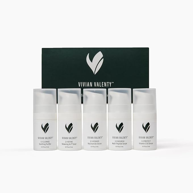Skincare Skincare Kit – Cleanse, Refine, Hydrate & Protect System with Serums, Toner & Face Oil (5-Piece Travel Size Set)