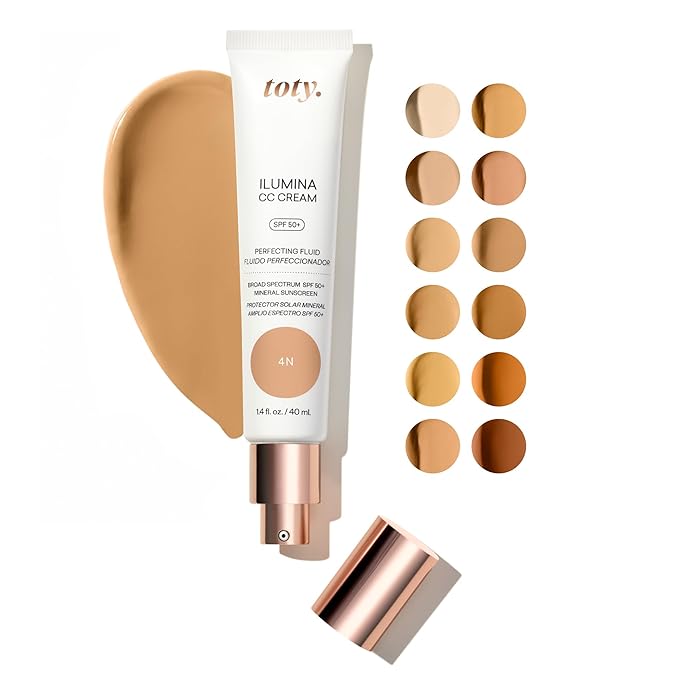 Toty by Sofia Vergara - lumina CC Cream SPF 50+, 100% Mineral Color Correcting Cream - Medium Coverage Foundation & Broad Spectrum Sunscreen for Face - Non Comedogenic - 4N SOFT TAN