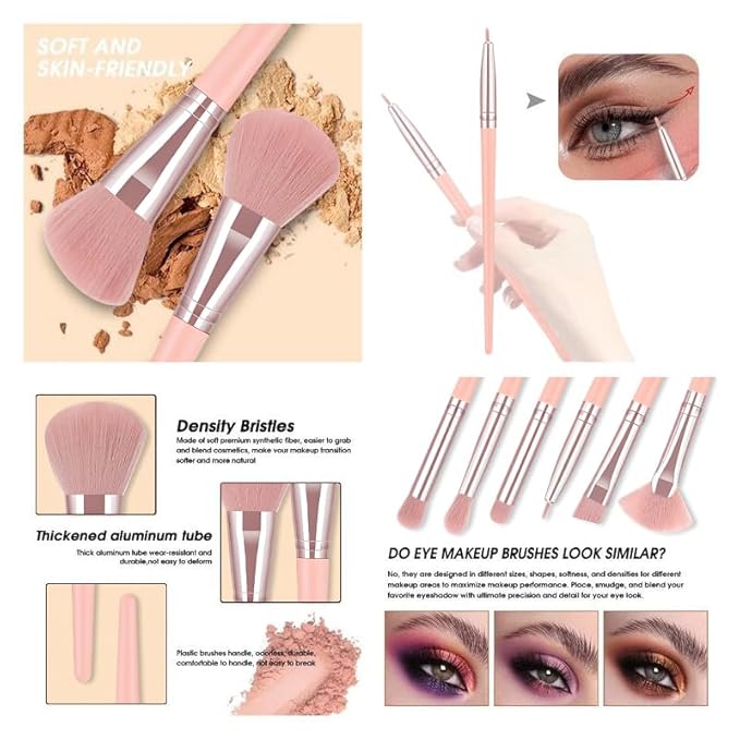 KUORYZAL Pink Makeup Brushes Set Professional 63Pcs with Case Premium Synthetic for Foundation Concealer Blush Eyeshadow Powder Contour Makeup Brush Kit Face Eye Make up Brushes & Tools