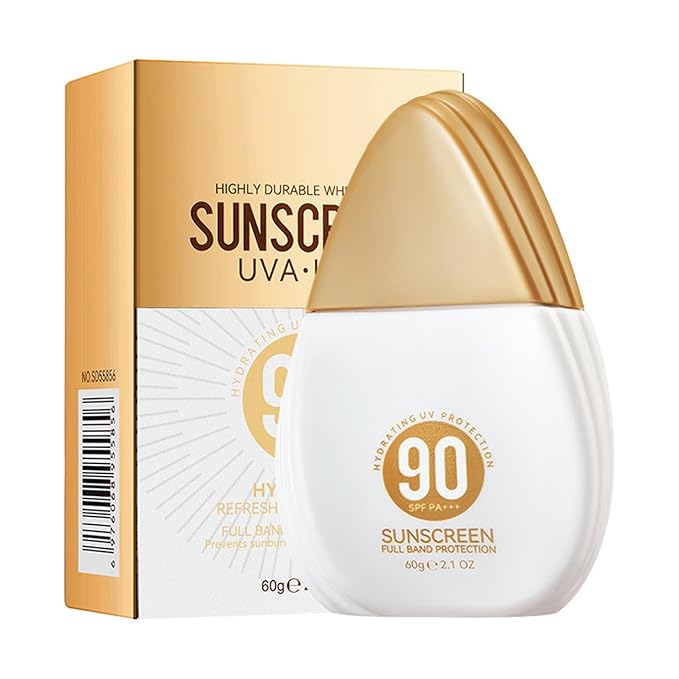 TiaoBug 60g Lightweight Sunscreen for Women Girls UV Protection Face Cream Non Greasy Sunblock Moisturizing Smooth Texture Daily Use Gold One Size