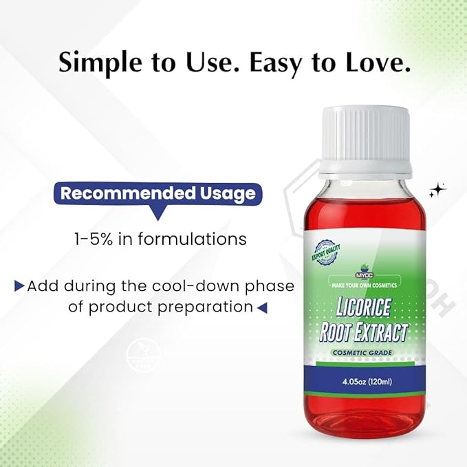 MYOC Licorice Root (Mulethi) Liquid Extract (120 ml / 4 fl oz) - Cosmetic Grade for Serums Toners Creams Lotions & DIY Skincare