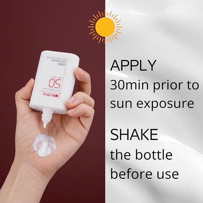 WINONA Sunblock Milk SPF 50+++, Alcohol-Free Face Sunscreen for Sensitive Skin, Lightweight & Non-Greasy, Waterproof Sun Protection, 1.76oz