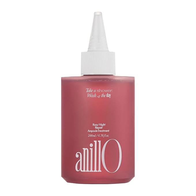 ANILLO Rosy Night Hair Ampoule Treatment for Damaged Hair – Water-to-Cream Repair Formula with Peptides & Amino Acids – Frizz Control, Color Safe, Silicone-Free, Floral Musk Scent – 6.76 fl oz