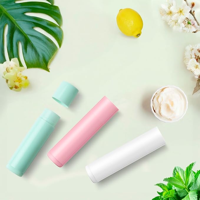 Lip Balm Tubes Kit with Tray and Scraper - 50 Pack 5.5ml (3/16 Oz) BPA-Free Lip Balm Containers, Leak-Free Empty Lipstick Tubes for DIY Lip tube Filling Making Kits