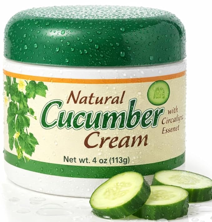 Bargz Cucumber Face Cream 4 oz 113g Non Greasy Moisturizer with Cucumber Extract Aloe Chamomile Ginseng Herbal Blend Hydrating Soothing Anti Aging Cream for Dry Sensitive Skin Fine Lines Wrinkles