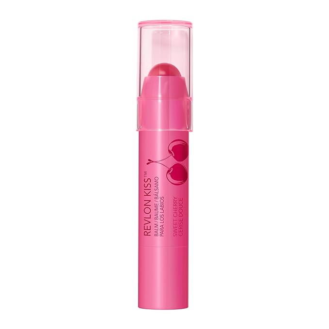 Revlon Lip Balm, Kiss Tinted Lip Balm, Face Makeup with Lasting Hydration, SPF 20, Infused with Natural Fruit Oils, 030 Sweet Cherry, 0.09 Oz (Pack of 2)