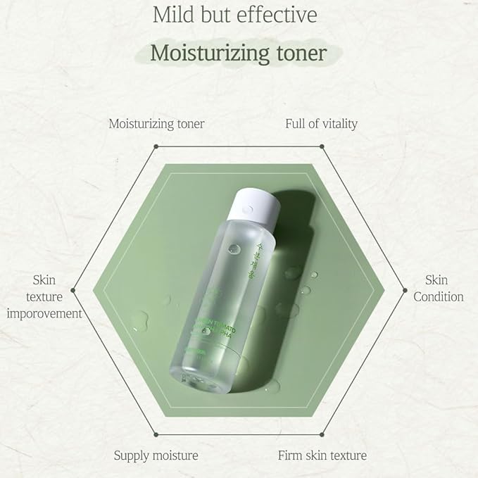 PRETTYSKIN Moisturizing Facial Toner-Gentle Exfoliating & Moisture Boosting Formula – Tomato Extract + Vitamins B, D – for Smooth, Supple Skin 8.45fl.oz (250ml) (Green Tomato AHA BHA PHA)