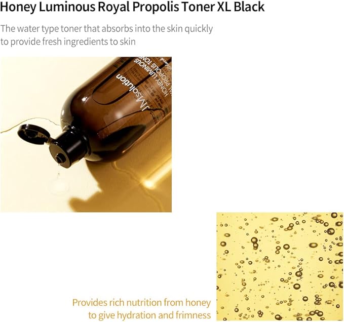 JMSolution Honey Luminous Royal Propolis Toner XL Black – Intensive Moisture Care Hydrating Toner - 20.3 fl oz