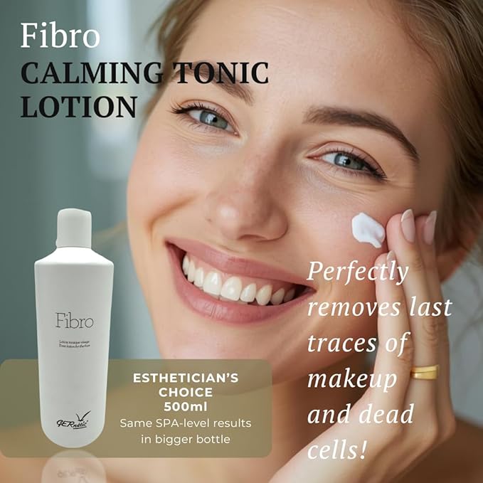 𝗚𝗲𝗿𝗻𝗲𝘁𝗶𝗰 Fibro Alcohol-Free Calming Tonic Lotion, Gentle Makeup Remover with Chamomile & Cucumber, for All Skin Types, 500ml/16.9 fl oz
