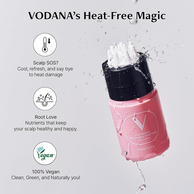 Vodana Heat Balance Blockingloss Scalp Tonic - Korean Beauty Scalp Care Nourishing - Cooling Effect Massage Tip - Caffeine Menthol Salicylic Acid Biotin Zinc PCA - 3.38 fl.oz