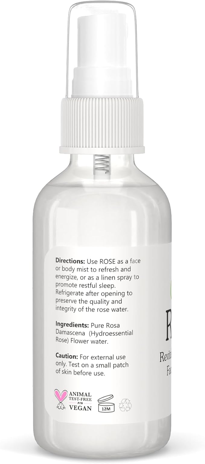 Isabella's Clearly Rose - 100% Pure Rose Petal Water Spray for Hydration, Body and Hair | Revitalizing Aromatherapy Mist | Alcohol-Free, No Additives, Glass Bottle, Made in USA (2 Oz)