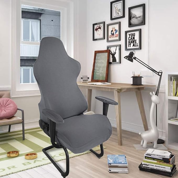 BTSKY Ergonomic Office Computer Game Chair Slipcovers Stretchy Polyester Covers for Reclining Racing Gaming Gaming Chair Dark Grey(No Chair)