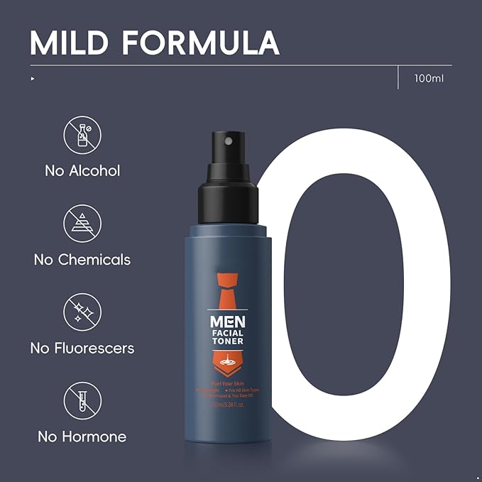 Moily Men’s Refreshing Facial Toner, 100ml Hydrating & Oil Control Formula for Daily Skin Care, Cooling Face Moisturizer for Post-shave Or Cleansing Blue One Size
